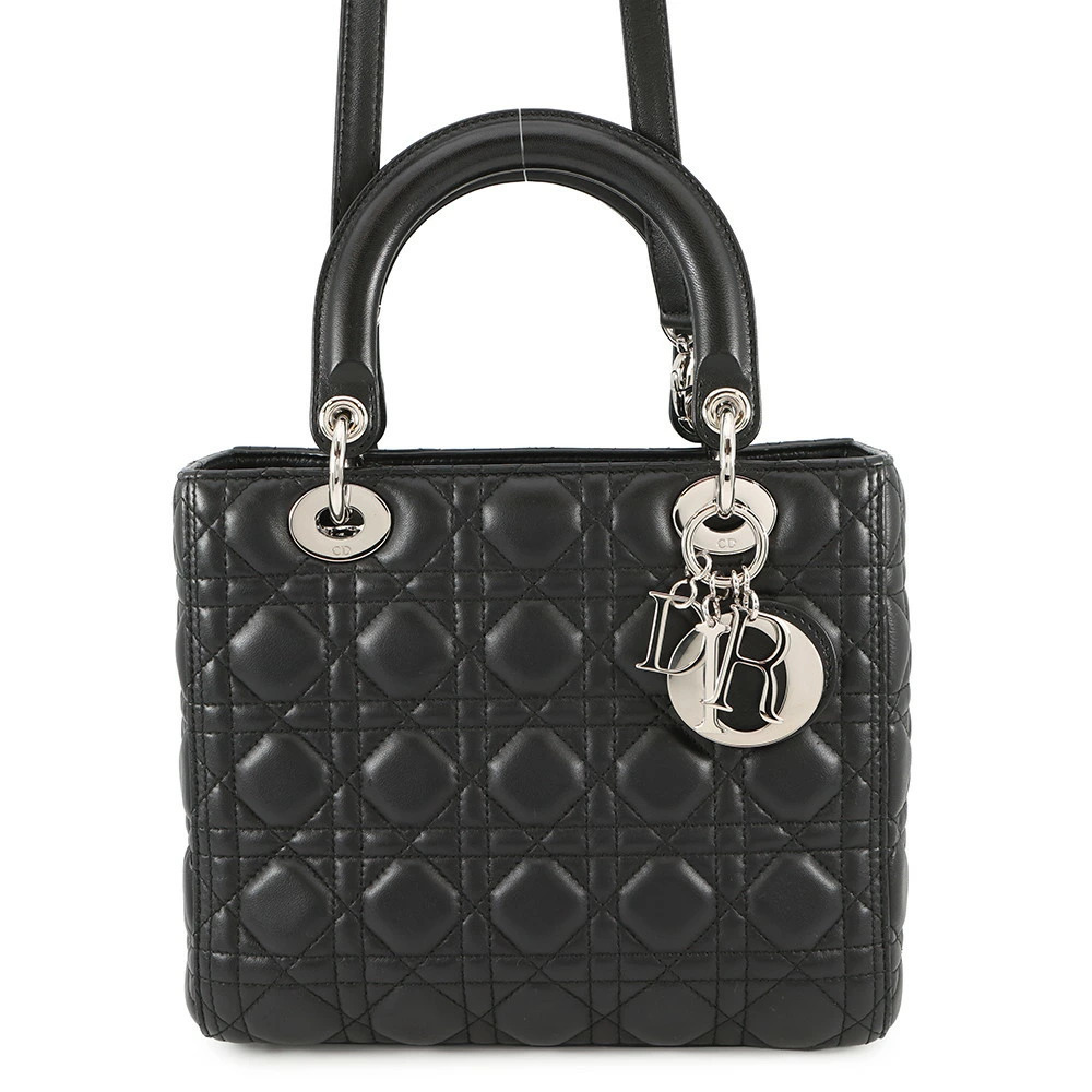 Christian Dior Lady Lambskin Handbag Black Bag